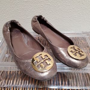 Tory Burch Reva Metallic Gold Flats - Size 6.5